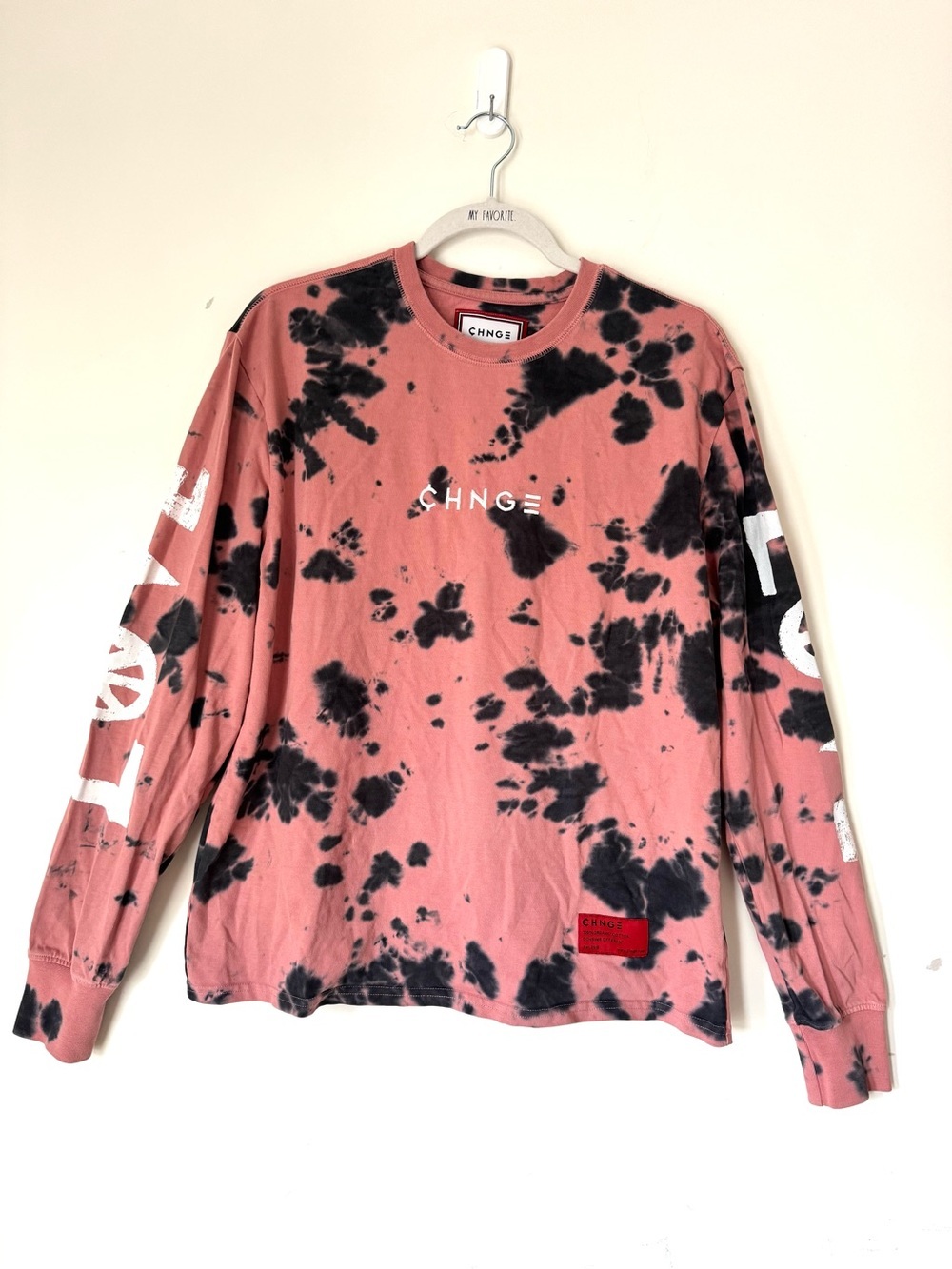 Chnge Organic Cotton Tie Dye Long Sleeve Tee Top Peace Love